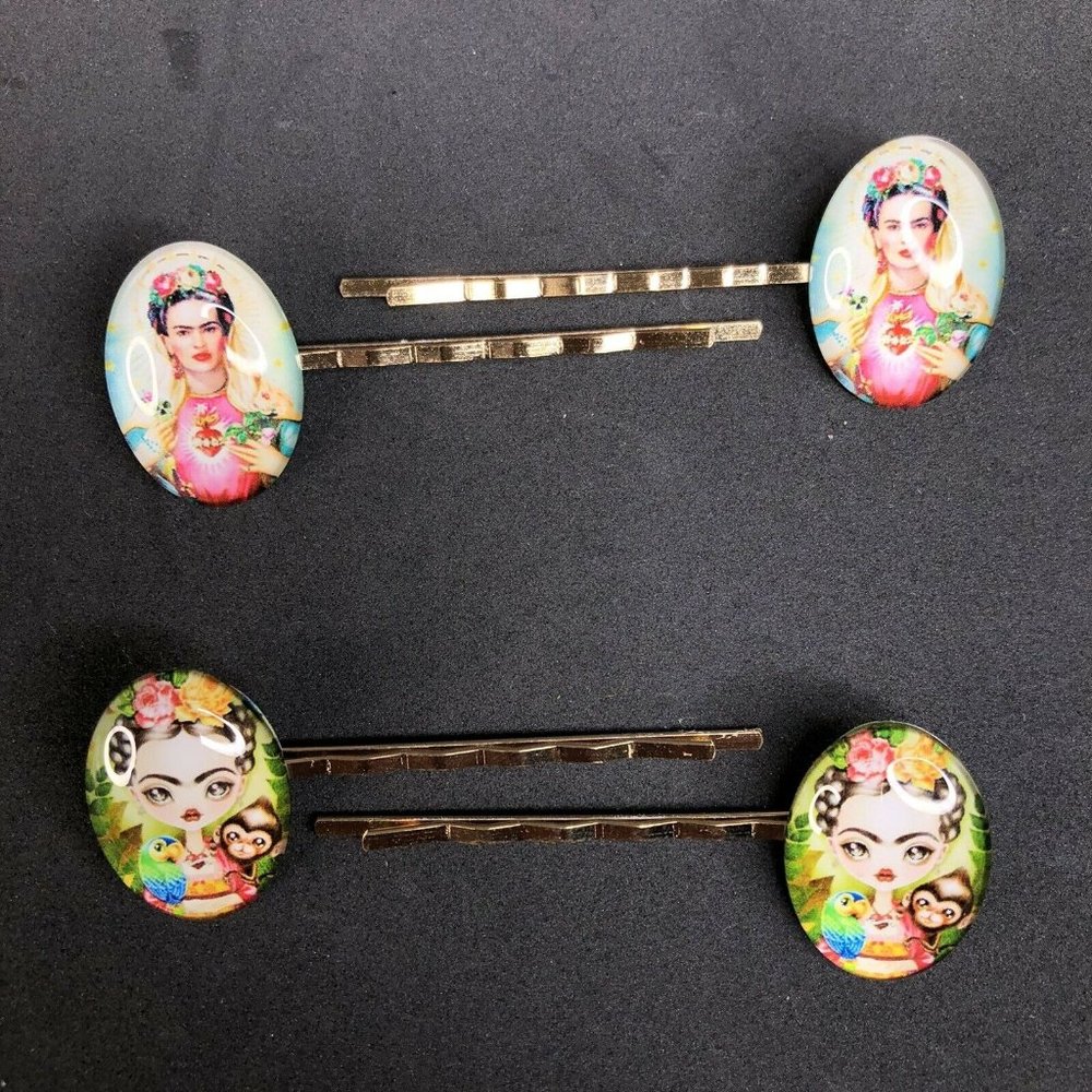 NWT Frida Kahlo Hair Clips Barrettes Colorful Design Boutique New